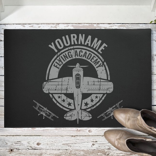 Personalised Vintage Aeroplane Pilot Flying Academ Doormat (Creator Uploaded)