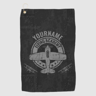 Personalised Vintage Aeroplane Pilot Flying Academ Golf Towel