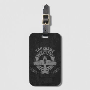 Personalised Vintage Aeroplane Pilot Flying Academ Luggage Tag