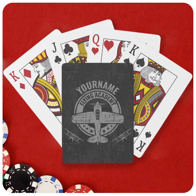 Personalised Vintage Aeroplane Pilot Flying Academ Playing Cards (Creator Uploaded)