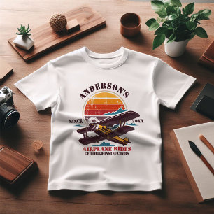 Personalised Vintage Aeroplane Pilot Retro Academy T-Shirt