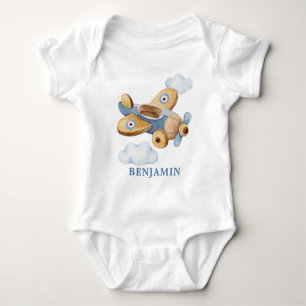 Personalised Vintage Aeroplane Toy Baby Bodysuit