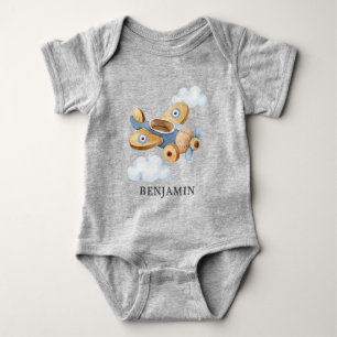 Personalised Vintage Aeroplane Toy Baby Bodysuit