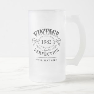 Personalised Vintage Aged To Perfection Birthday Frosted Glass Beer Mug
