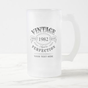 Personalised Vintage Aged To Perfection Birthday Frosted Glass Beer Mug