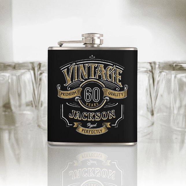 Personalised Vintage Aged To Perfection Birthday Hip Flask (Personalized Vintage Aged To Perfection Birthday Flask)