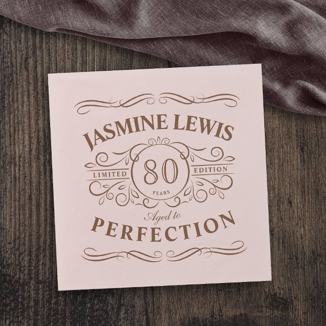 Personalised Vintage Aged To Perfection birthday N Napkin (Personalized Vintage Aged To Perfection birthday pink Napkins)