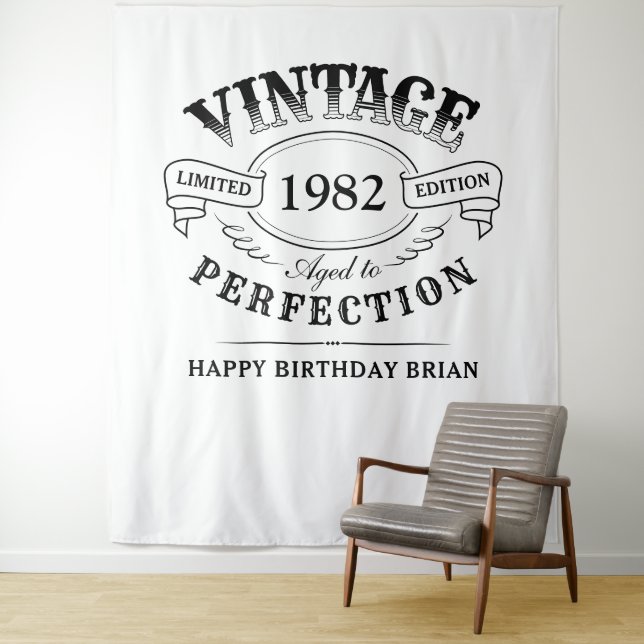Personalised Vintage Aged To Perfection Birthday Tapestry (In Situ)