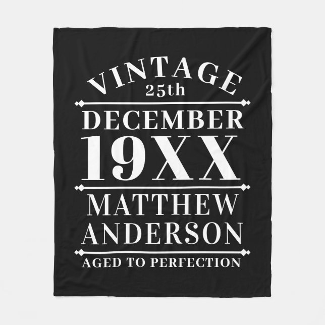 Personalised Vintage Aged to Perfection Fleece Blanket (Front)