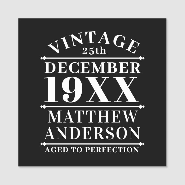 Personalised Vintage Aged to Perfection Name Tag (Front)