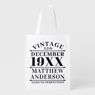 Personalised Vintage Aged to Perfection Reusable Grocery Bag