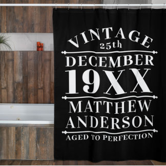 Personalised Vintage Aged to Perfection Shower Curtain