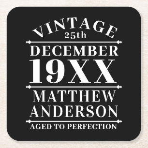 Personalised Vintage Aged to Perfection Square Paper Coaster