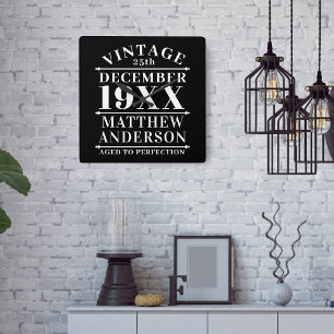 Personalised Vintage Aged to Perfection Square Wall Clock