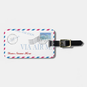 Personalised Vintage Air Mail Envelope Luggage Tag