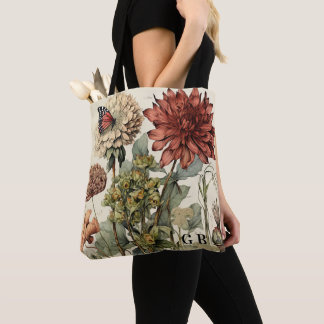 PERSONALISED VINTAGE ALL OVER FLORAL PRINT TOTE BAG