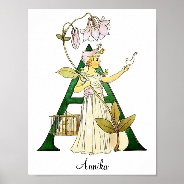 Personalised Vintage Alphabet Letter A   Poster (Front)