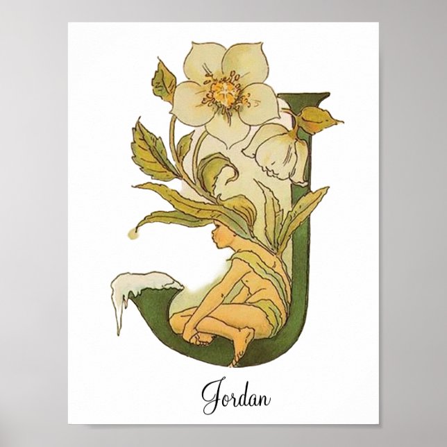 Personalised Vintage Alphabet Letter J Poster (Front)