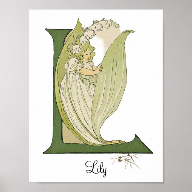 Personalised Vintage Alphabet Letter L Poster (Front)