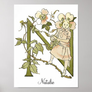 Personalised Vintage Alphabet Letter N Poster