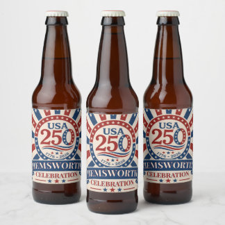 Personalised Vintage America 250 1776 -2026 Beer Bottle Label