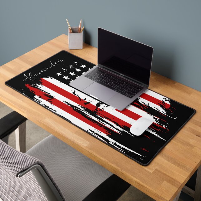 Personalised Vintage American Flag  Desk Mat (Office 2)