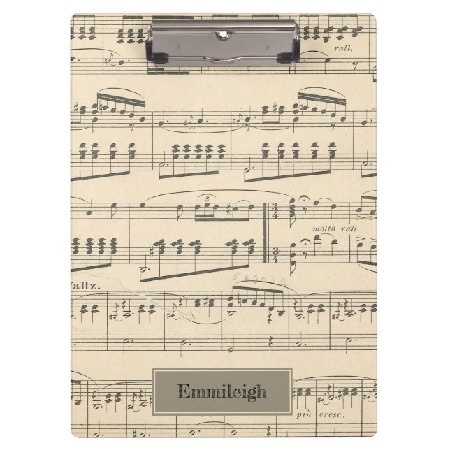 Personalised Vintage Antique Music Clipboard (Front)