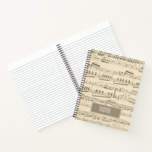 Personalised Vintage Antique Sheet Music Notebook