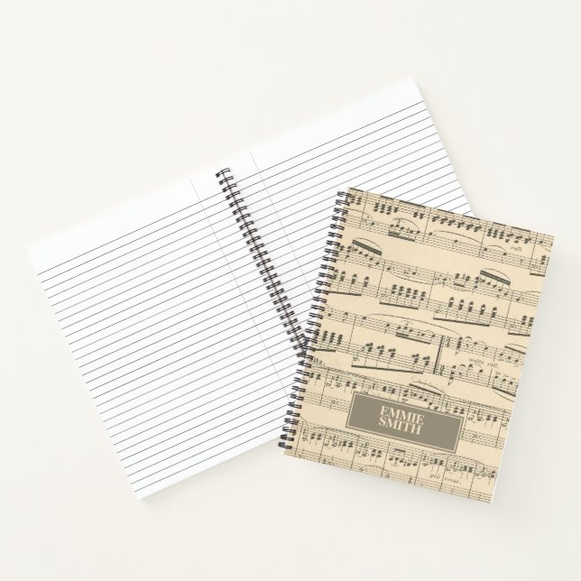 Personalised Vintage Antique Sheet Music Notebook (Inside)