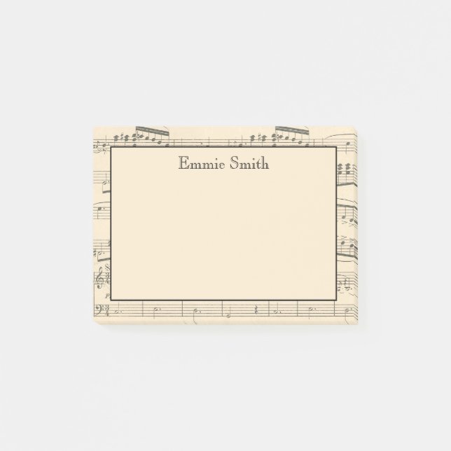 Personalised Vintage Antique Sheet Music Post-it Notes (Front)