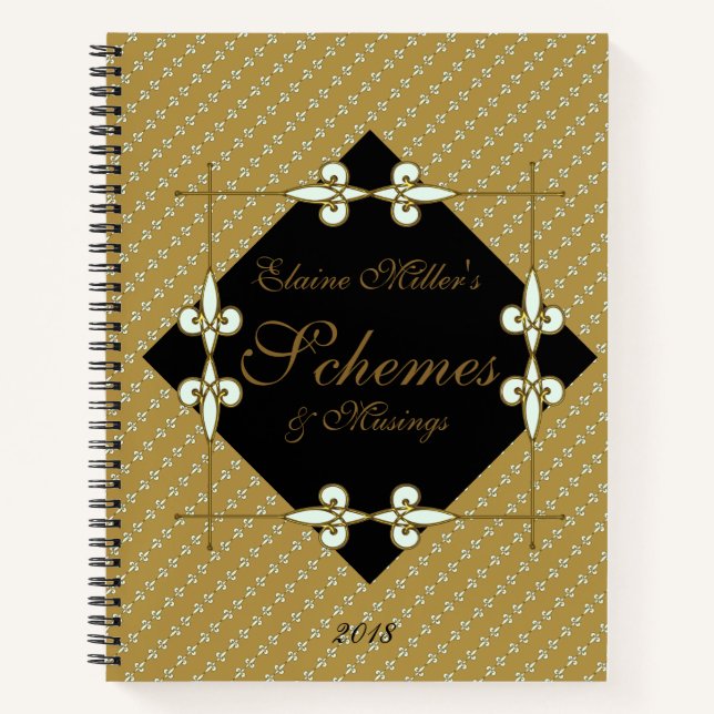 Personalised Vintage Art Deco Schemes & Musings Notebook (Front)