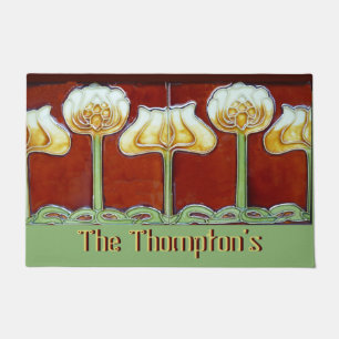 Personalised Vintage Art Nouveau Lotus Flower Tile Doormat