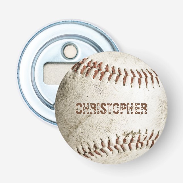 Personalised Vintage Baseball Bottle Opener (Front)