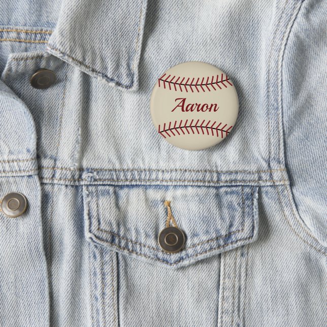 Personalised Vintage Baseball Button  (In Situ)