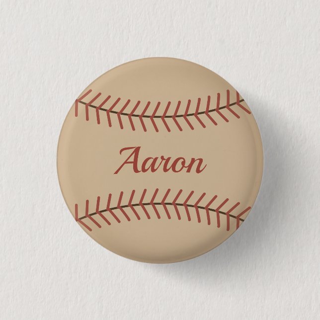 Personalised Vintage Baseball Button  (Front)