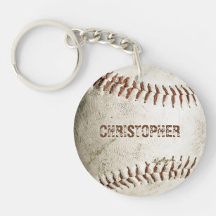 Personalised Vintage Baseball Key Ring