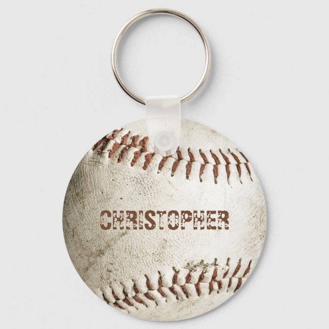 Personalised Vintage Baseball Key Ring (Front)