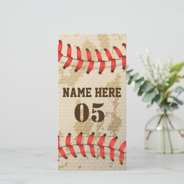 Personalised Vintage Baseball Name Number Retro (Standing Front)
