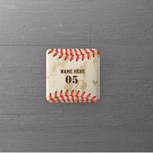 Personalised Vintage Baseball Name Number Retro 15 Cm Square Badge