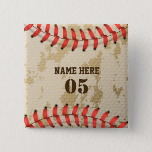 Personalised Vintage Baseball Name Number Retro 15 Cm Square Badge