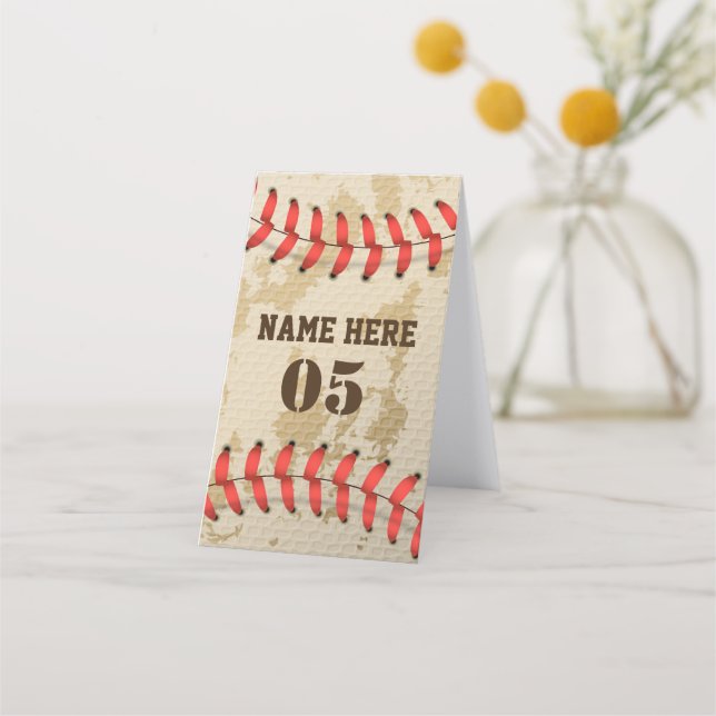 Personalised Vintage Baseball Name Number Retro Appointment Card (Front)