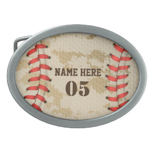 Personalised Vintage Baseball Name Number Retro Belt Buckle