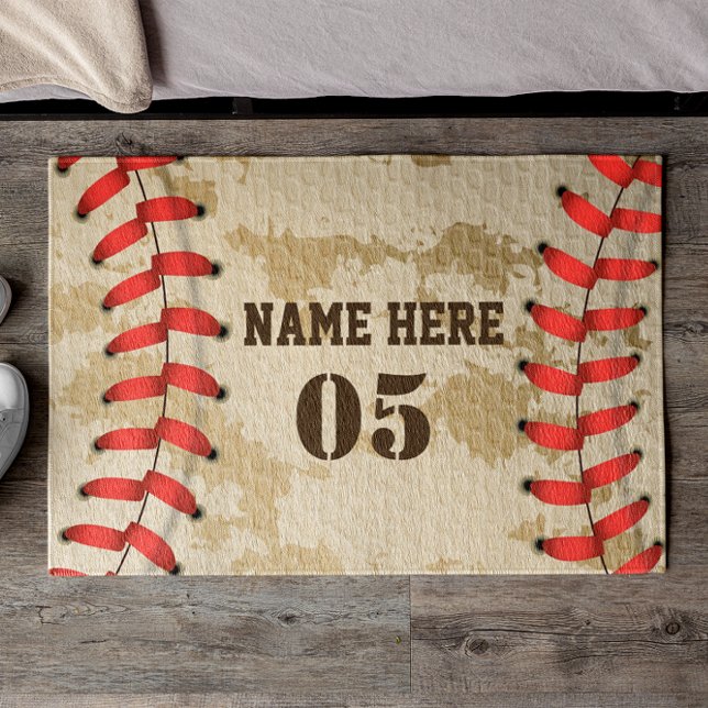 Personalised Vintage Baseball Name Number Retro Doormat (Creator Uploaded)