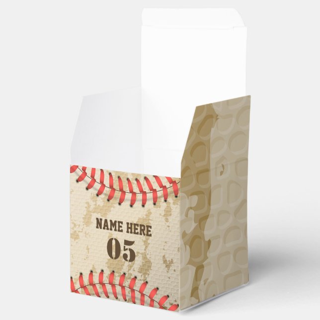 Personalised Vintage Baseball Name Number Retro Favour Box (Opened)