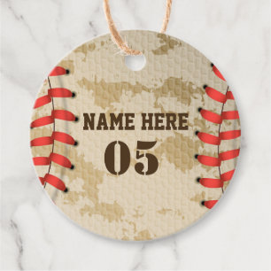 Personalised Vintage Baseball Name Number Retro Favour Tags
