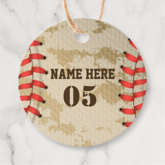 Personalised Vintage Baseball Name Number Retro Favour Tags
