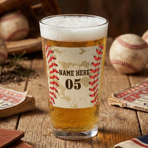 Personalised Vintage Baseball Name Number Retro Glass