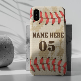 Personalised Vintage Baseball Name Number Retro iPhone XS Max Case