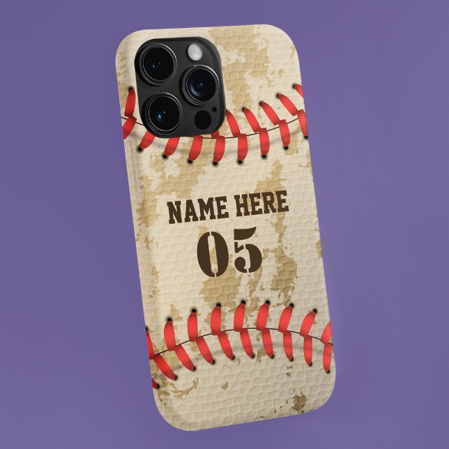 Personalised Vintage Baseball Name Number Retro iPhone Case (Creator Uploaded)