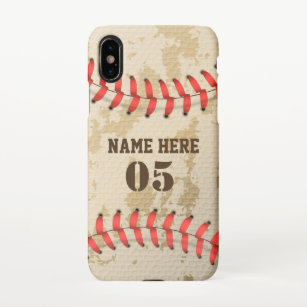 Personalised Vintage Baseball Name Number Retro iPhone XS Case